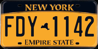 NY license plate FDY1142