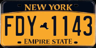 NY license plate FDY1143