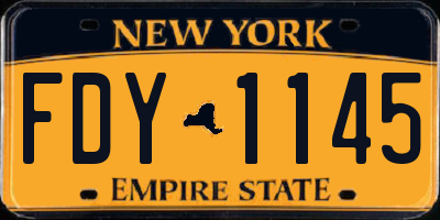 NY license plate FDY1145
