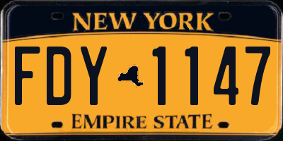 NY license plate FDY1147