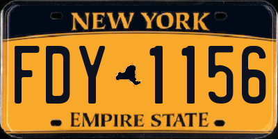 NY license plate FDY1156