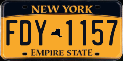 NY license plate FDY1157