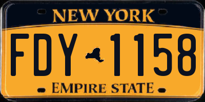 NY license plate FDY1158
