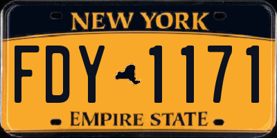 NY license plate FDY1171