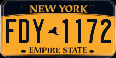 NY license plate FDY1172
