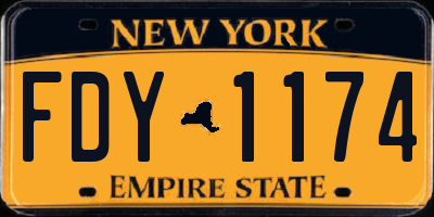 NY license plate FDY1174