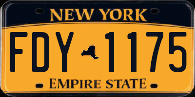 NY license plate FDY1175