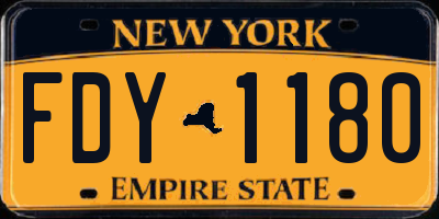 NY license plate FDY1180