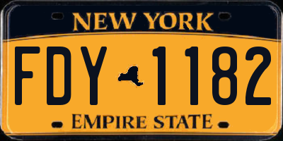 NY license plate FDY1182