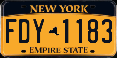 NY license plate FDY1183