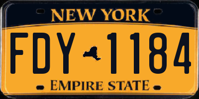 NY license plate FDY1184