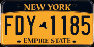 NY license plate FDY1185