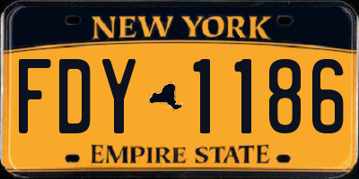 NY license plate FDY1186