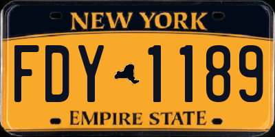 NY license plate FDY1189