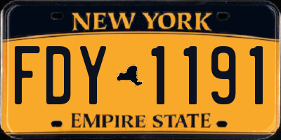 NY license plate FDY1191