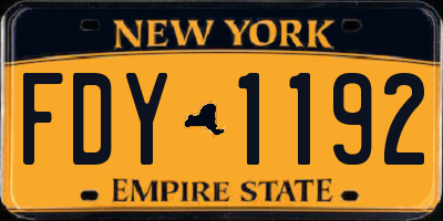 NY license plate FDY1192