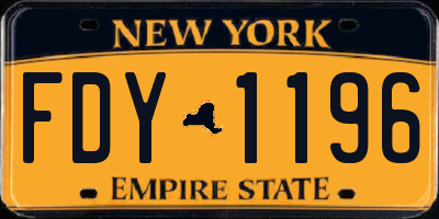 NY license plate FDY1196