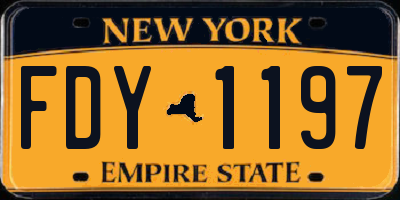 NY license plate FDY1197