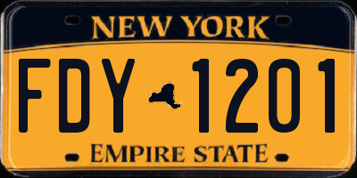 NY license plate FDY1201