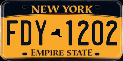 NY license plate FDY1202