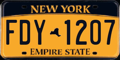 NY license plate FDY1207