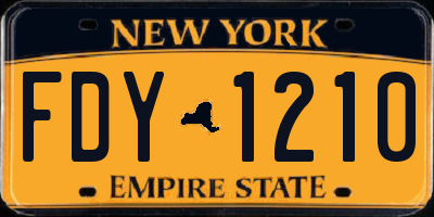 NY license plate FDY1210