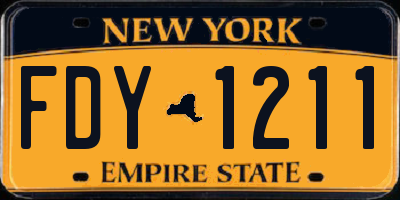 NY license plate FDY1211