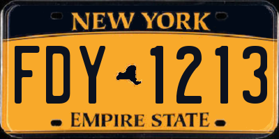 NY license plate FDY1213