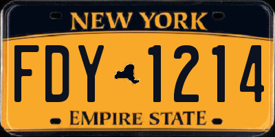 NY license plate FDY1214