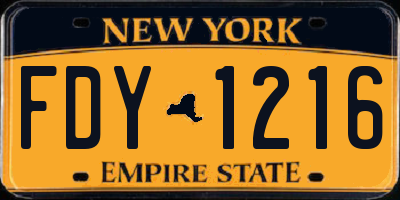 NY license plate FDY1216