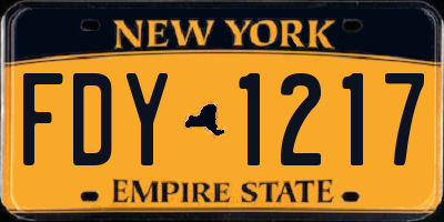 NY license plate FDY1217