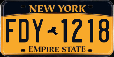 NY license plate FDY1218