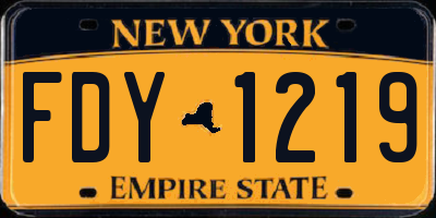 NY license plate FDY1219