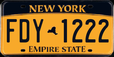 NY license plate FDY1222