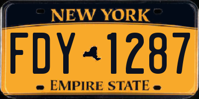 NY license plate FDY1287