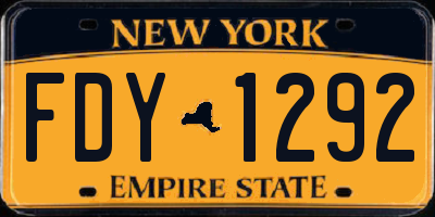 NY license plate FDY1292
