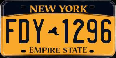 NY license plate FDY1296