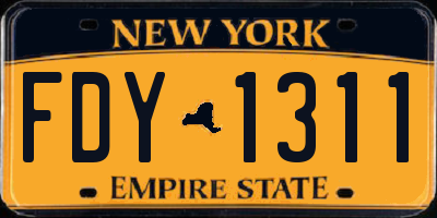 NY license plate FDY1311