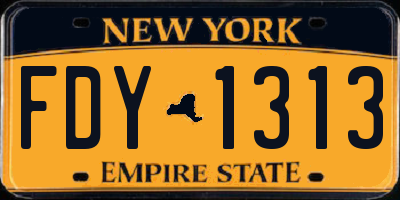 NY license plate FDY1313