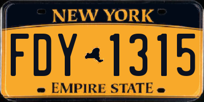 NY license plate FDY1315