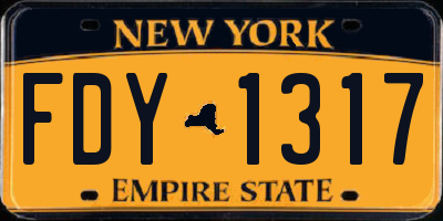 NY license plate FDY1317