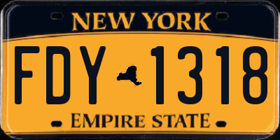 NY license plate FDY1318