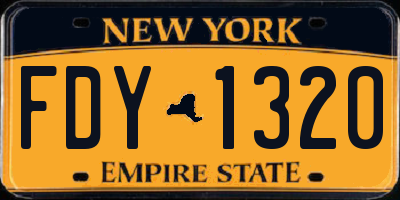NY license plate FDY1320