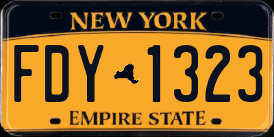 NY license plate FDY1323
