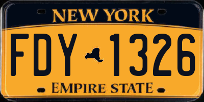 NY license plate FDY1326