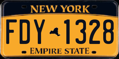 NY license plate FDY1328