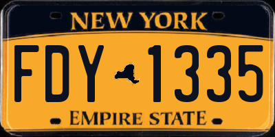 NY license plate FDY1335