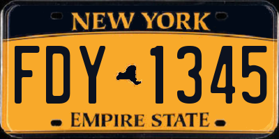 NY license plate FDY1345