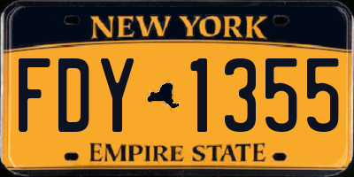 NY license plate FDY1355