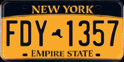 NY license plate FDY1357